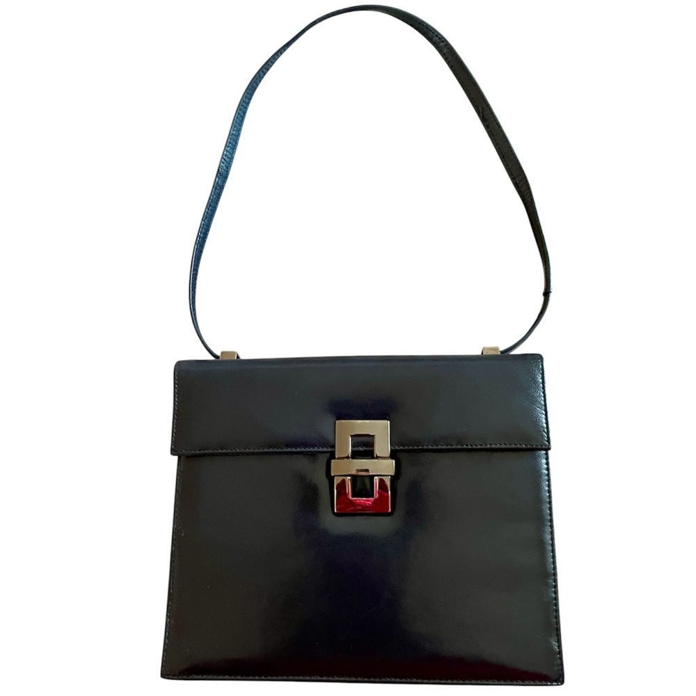 Vintage Chic Black Patent Leather Mini Bag by Frenchy of California